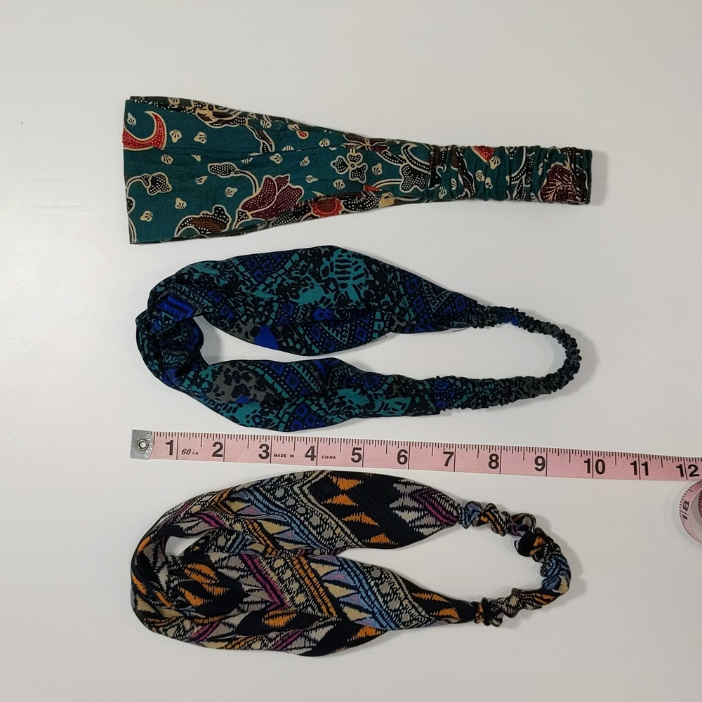 Unknown brand bohemian printed patterned headband bundle - 3 mixed colorful